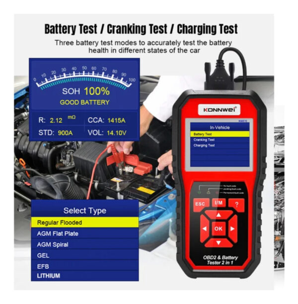 Escaner Automotriz Konnwei Kw870 Obd2 Con Probador Baterias - Imagen 9