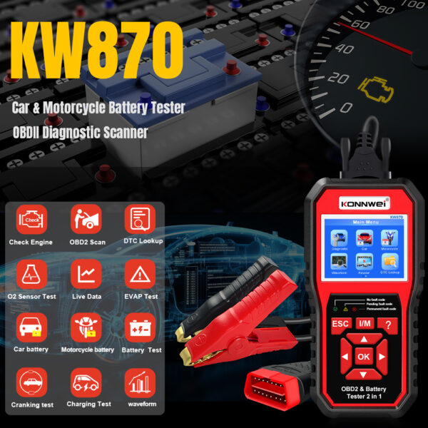 Escaner Automotriz Konnwei Kw870 Obd2 Con Probador Baterias - Imagen 5