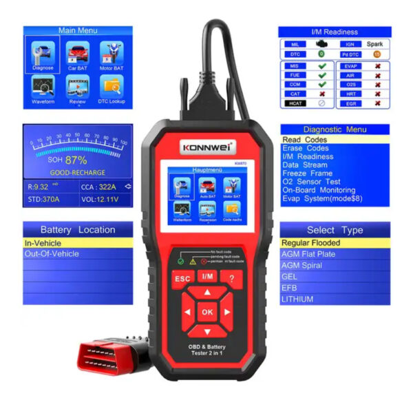 Escaner Automotriz Konnwei Kw870 Obd2 Con Probador Baterias - Imagen 6