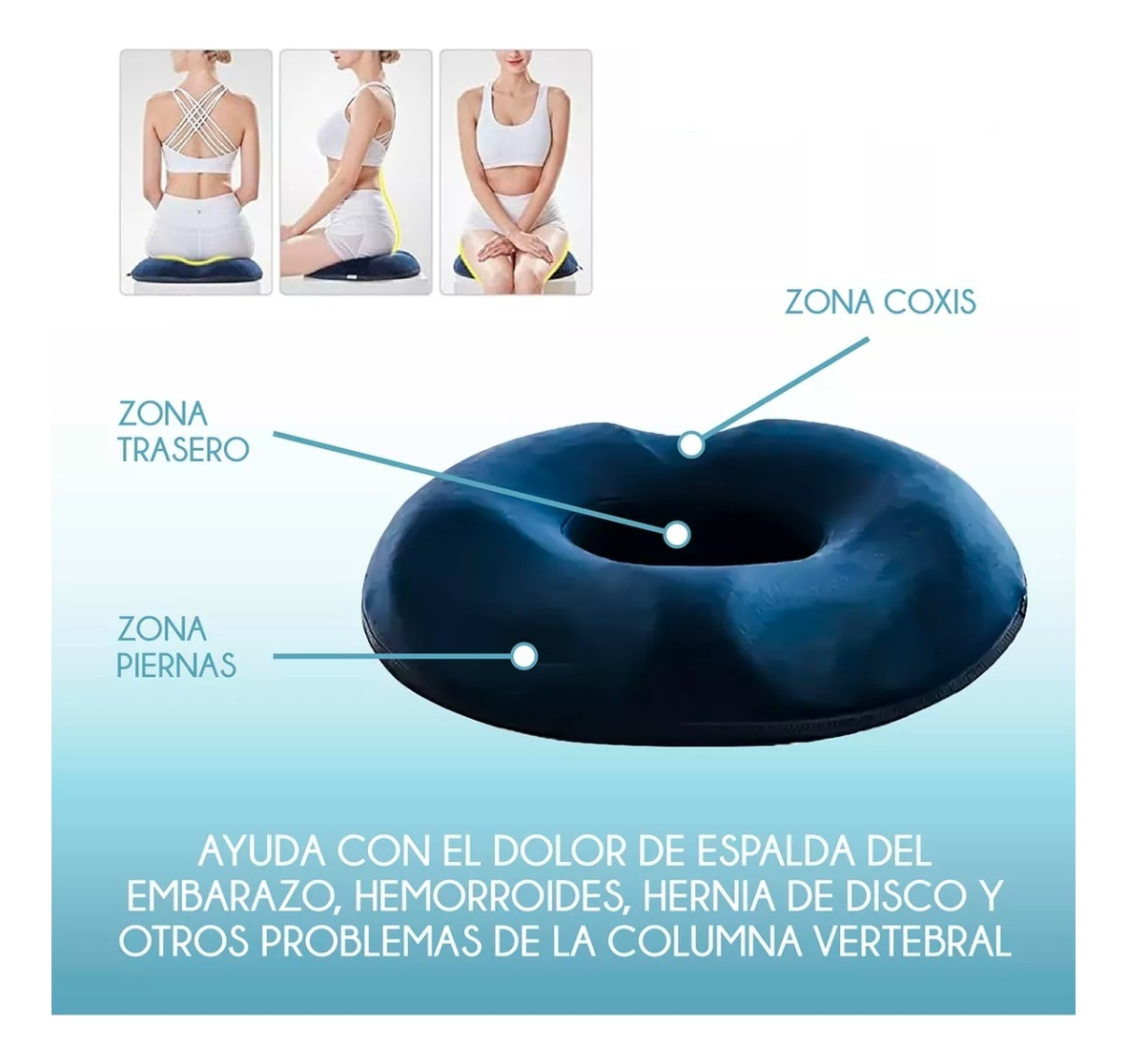 Cojin Ortopedico Picaron Antiescaras Memoria Funda Azul - Imagen 4