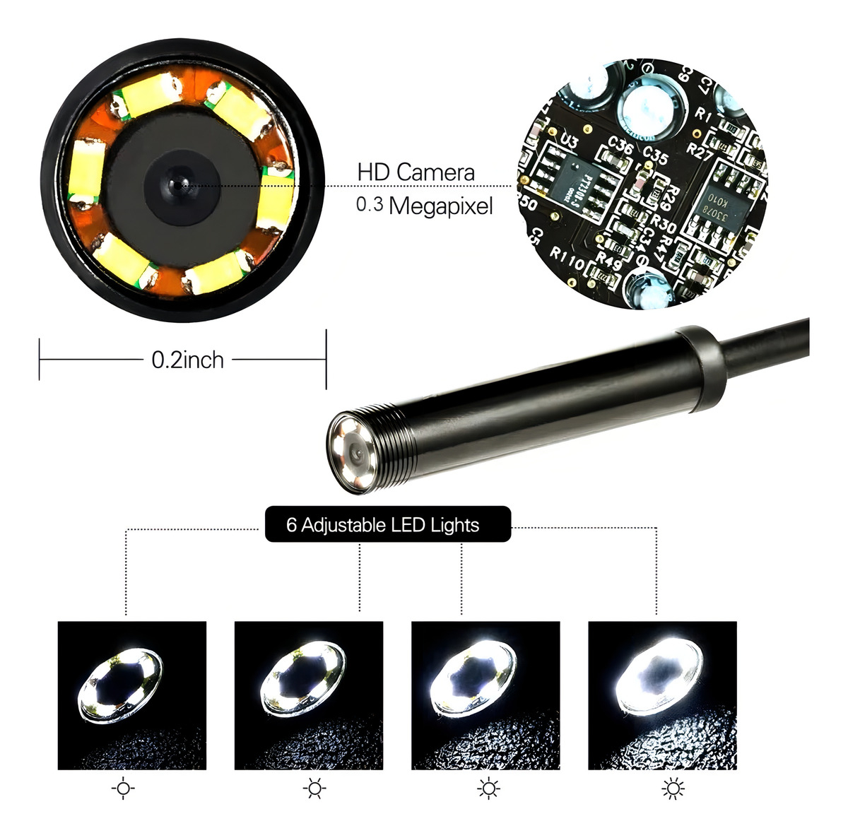 Mini Camara Endoscopica Android/win/mac Inspección 5mt Usb Color Negro - Imagen 6