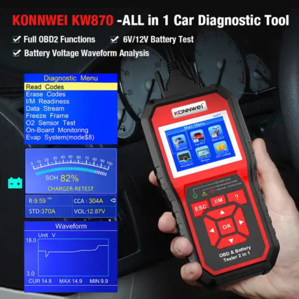 Escaner Automotriz Konnwei Kw870 Obd2 Con Probador Baterias - Imagen 8