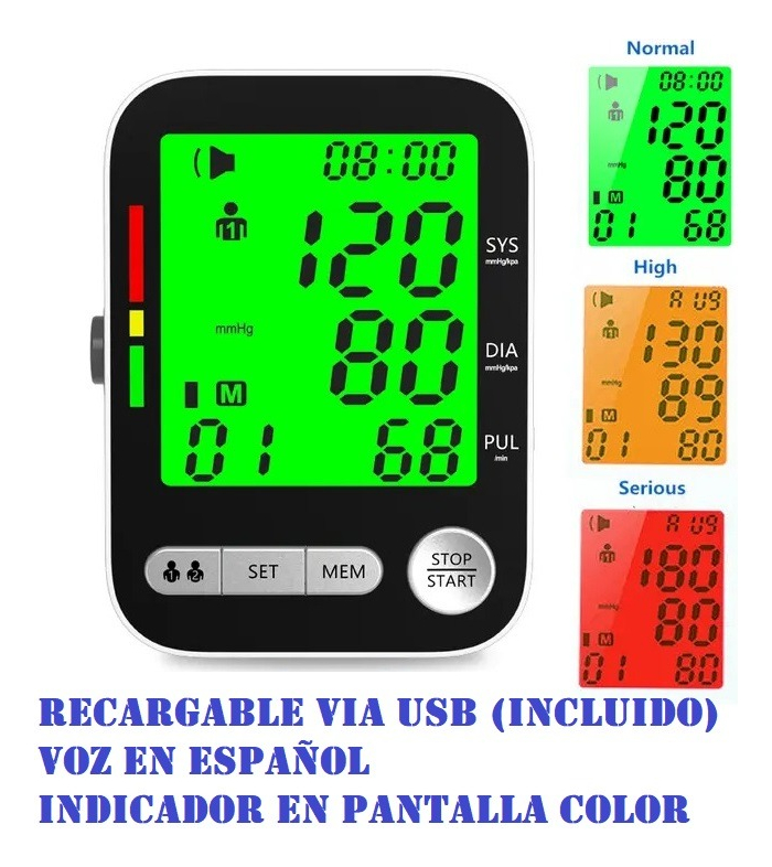 Toma Presion Digital Brazo Recargable Con Voz En Español - Imagen 2