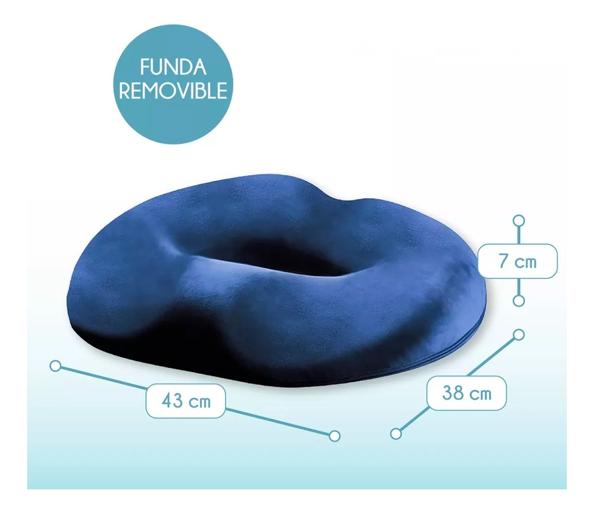Cojin Ortopedico Picaron Antiescaras Memoria Funda Azul - Imagen 3