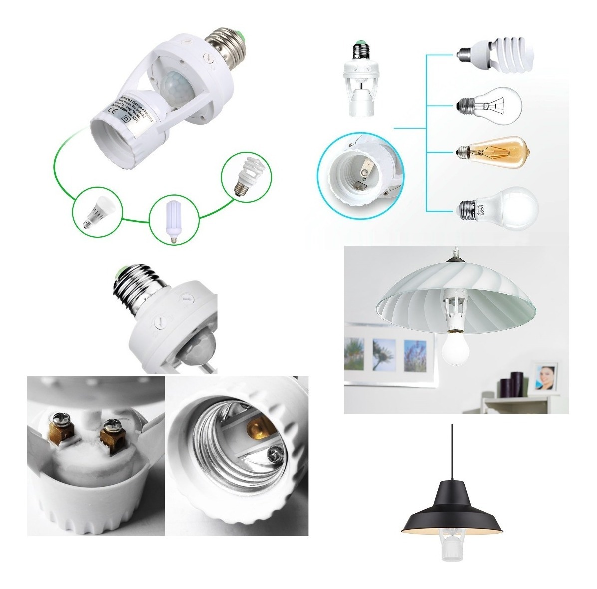 Sensor De Movimiento Soquete E27 Incluye Ampolletas Led 12w - Imagen 2