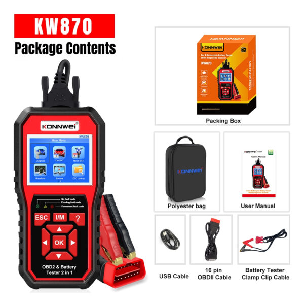 Escaner Automotriz Konnwei Kw870 Obd2 Con Probador Baterias - Imagen 12