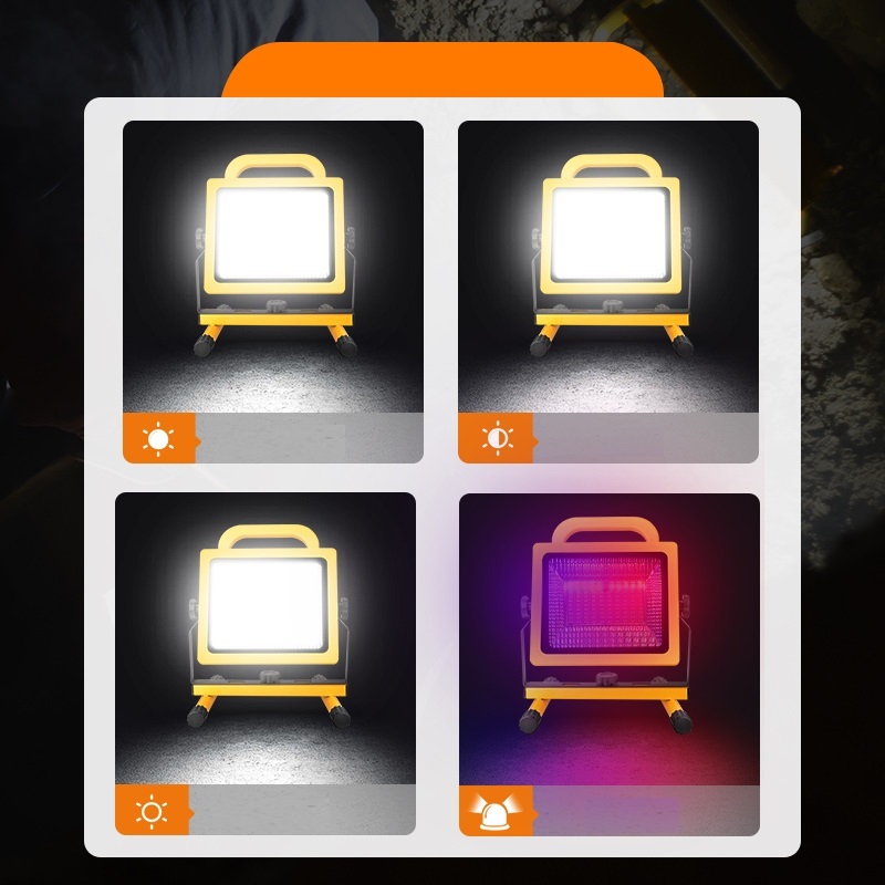 Foco Reflector Portatil Con Baliza Led De 40w Recargable - Imagen 4